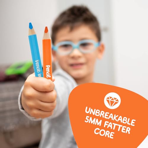 Pencil Buddies Color Pencils Set For Kids (2 Sets) - Short Fat Triangle Pencils for Kids Ages 2-7 - Jumbo Pencils for Preschoolers, Kindergarten, Toddlers, Beginners - Triangular Colored Pencils Sets With Sharpeners - Image 4