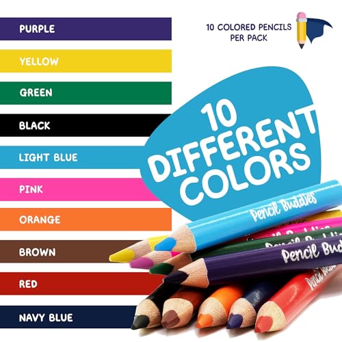 Pencil Buddies Color Pencils Set For Kids (2 Sets) - Short Fat Triangle Pencils for Kids Ages 2-7 - Jumbo Pencils for Preschoolers, Kindergarten, Toddlers, Beginners - Triangular Colored Pencils Sets With Sharpeners - Image 3
