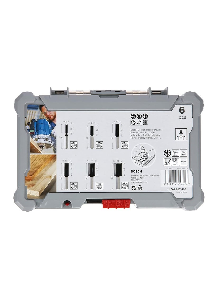 BOSCH Bosch Router Bit Set Straight Bits 8 mm Shank With Euro Hole DIN EN847 for Fine Cuts on Wood 6Pieces  - Image 3