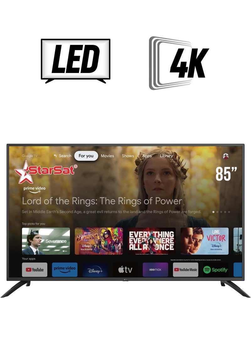 StarSat StarSat 85 Inch 4K Ultra HD LED Smart Google TV With Dolby Vision HDR Black  - Image 1
