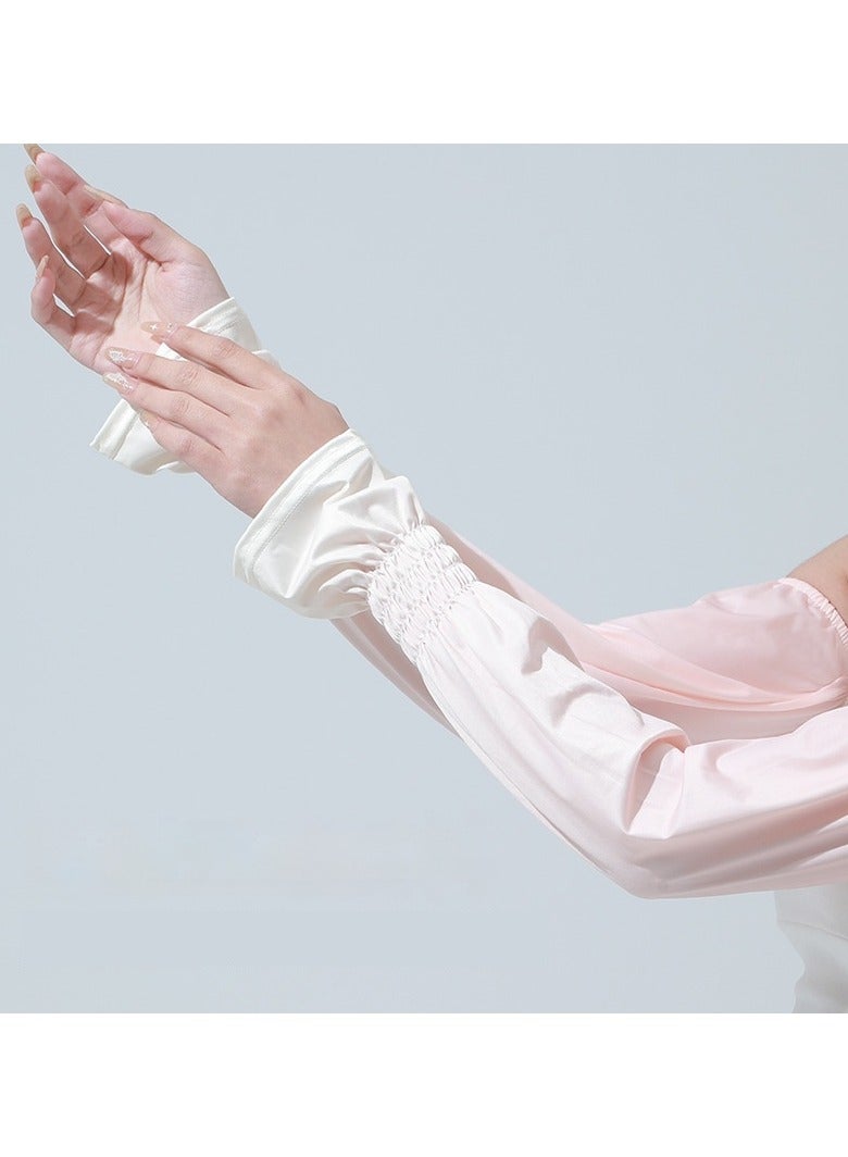 Generic Women's Gradient Color Ice Silk Sunscreen Arm Sleeves – Thin & Loose Fit, UV Protection for Driving, Outdoor Activities | Summer Cooling Long Pink Cover  - Image 1