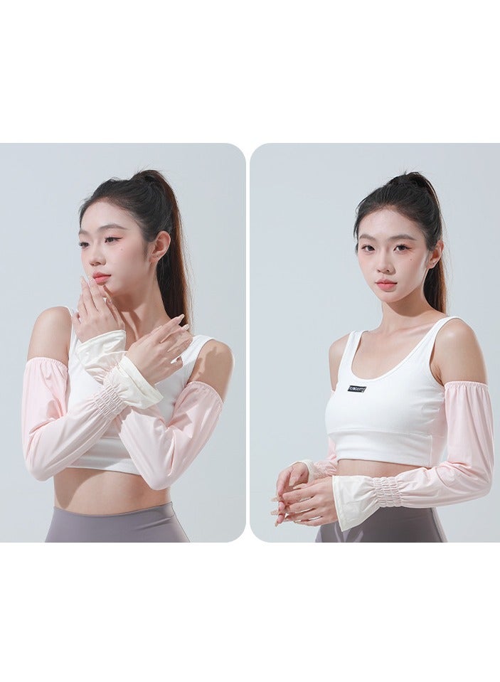 Generic Women's Gradient Color Ice Silk Sunscreen Arm Sleeves – Thin & Loose Fit, UV Protection for Driving, Outdoor Activities | Summer Cooling Long Pink Cover  - Image 5