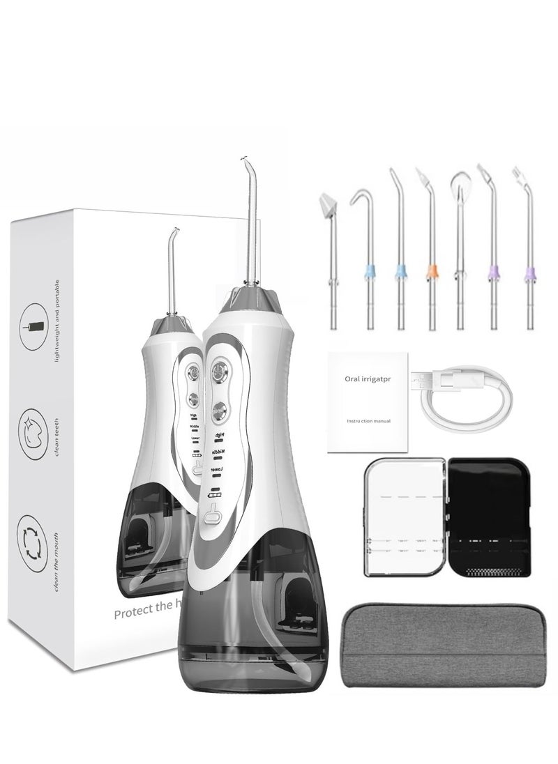 PENG GENERAL Portable Dental Water Flosser Oral Irrigator 7 Nozzles White 300ml  - Image 1