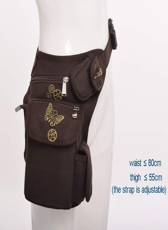 BLESSUME Steampunk Fannypack Cotton Waistbag Travel Practical Belt (Brown) - Image 2