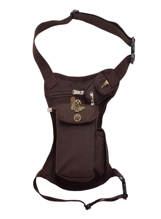 BLESSUME Steampunk Fannypack Cotton Waistbag Travel Practical Belt (Brown) - Image 1