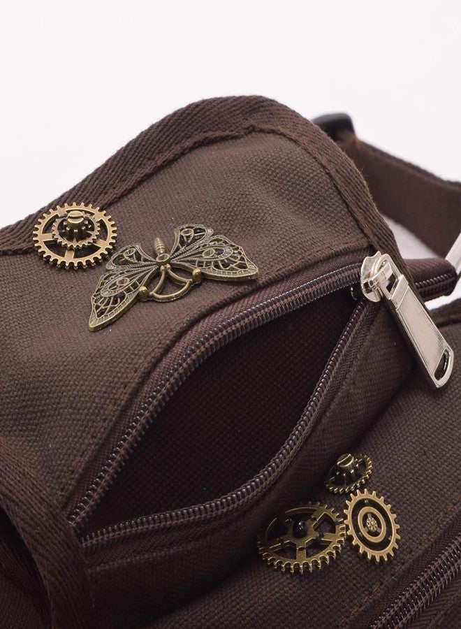 BLESSUME Steampunk Fannypack Cotton Waistbag Travel Practical Belt (Brown) - Image 5