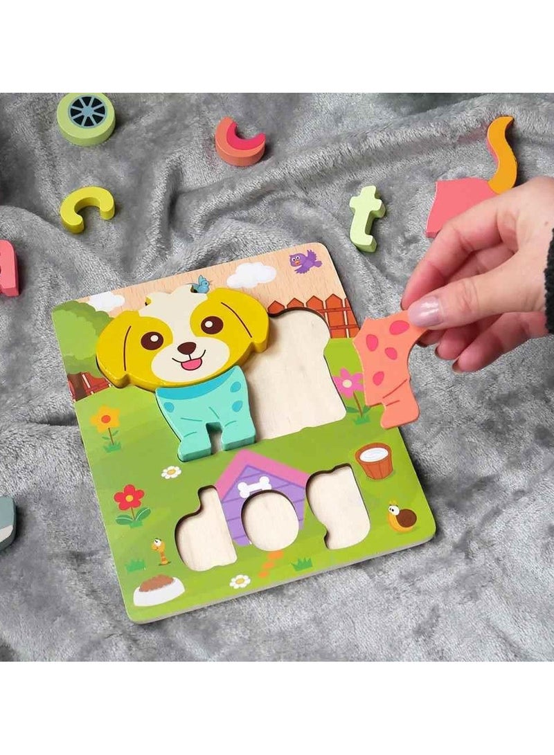 "ألغاز تركيب خشبية للأطفال الصغار - ألعاب تعليمية على طريقة مونتيسوري لتعلم ما قبل المدرسة - كلب." - Image 2