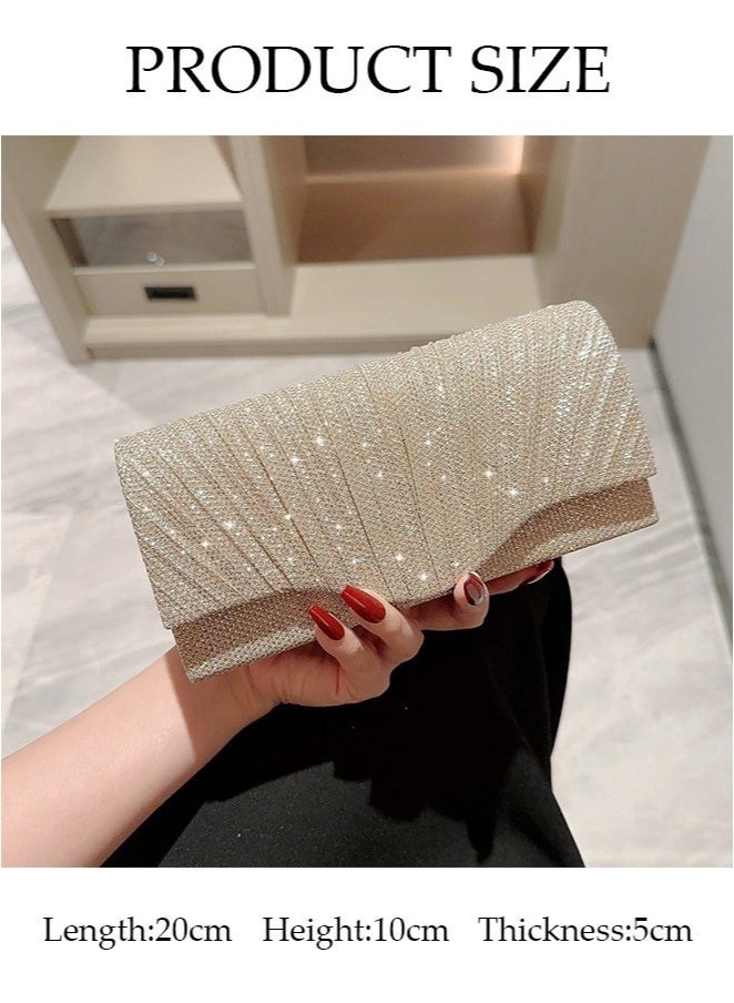 JOGAMS Women Shiny Glitter Evening Clutch Bag Envelope Handbag Chain Purse Bag Crossbody Bag for Wedding Formal Party - Image 2