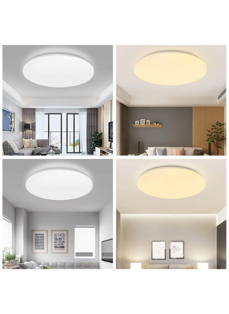 HUA QIANG WANG - 3-Color Round LED Ceiling Light Fixture Modern Simple Ultra-thin White Flush Mount Ceiling Lamp for Bedroom Living Room Dining Room Kitchen Island Hallway - Image 1