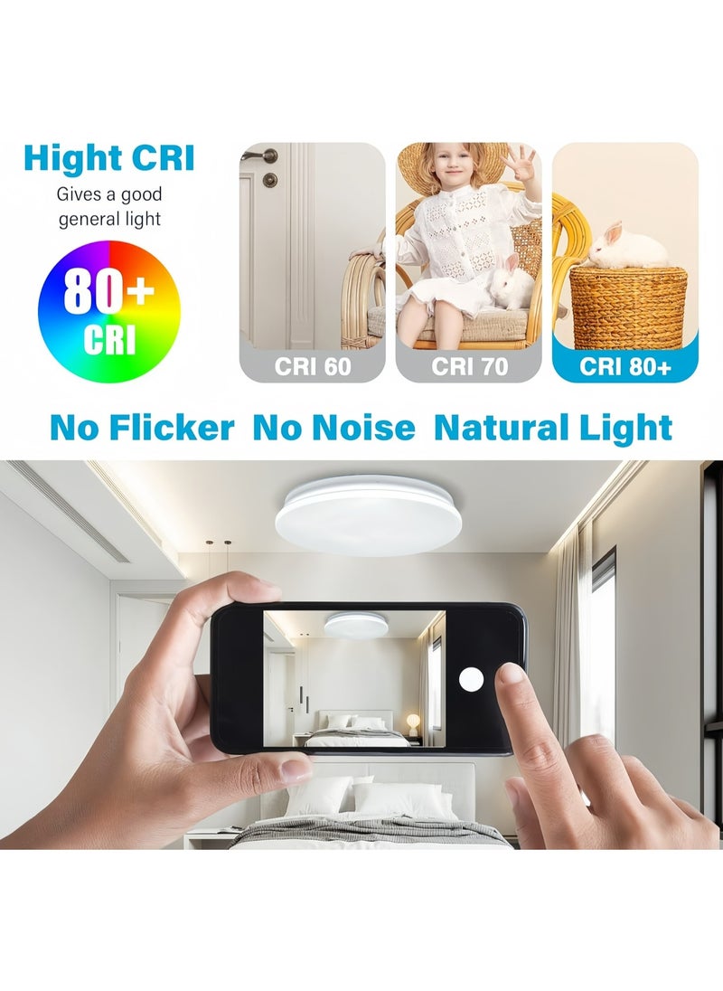 HUA QIANG WANG - 3-Color Round LED Ceiling Light Fixture Modern Simple Ultra-thin White Flush Mount Ceiling Lamp for Bedroom Living Room Dining Room Kitchen Island Hallway - Image 1