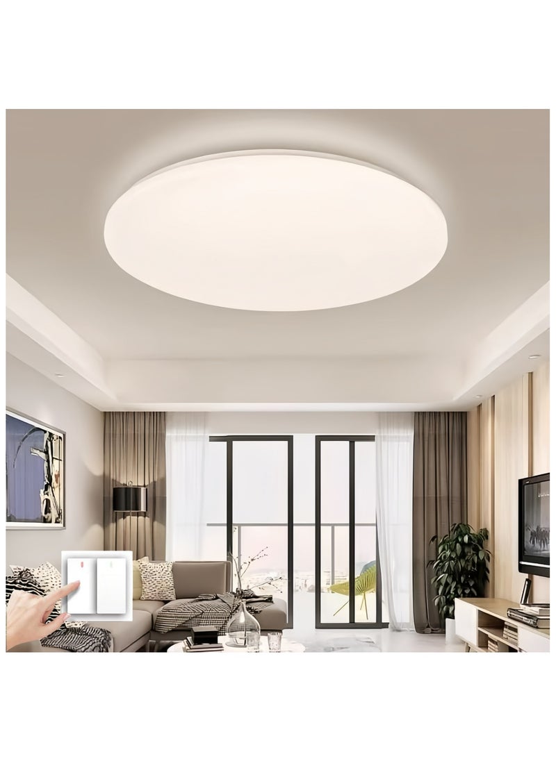 HUA QIANG WANG - 3-Color Round LED Ceiling Light Fixture Modern Simple Ultra-thin White Flush Mount Ceiling Lamp for Bedroom Living Room Dining Room Kitchen Island Hallway - Image 1