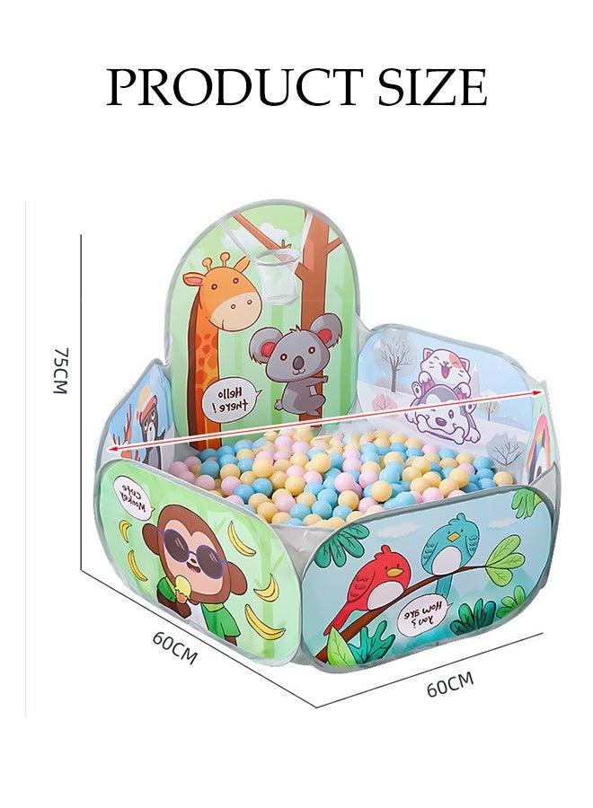 DUNISO خيمة سياج حوض كرات المحيط للأطفال، حوض لعب قابل للطي، بيت لعبة كرات المحيط برسوم كرتونية، مع سلة، 50 كرة وحقيبة تخزين، متينة وقوية، مناسبة للأطفال من عمر 3 سنوات وما فوق - Image 2