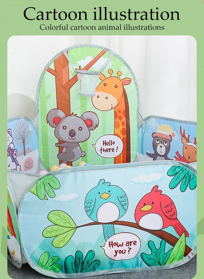 DUNISO خيمة سياج حوض كرات المحيط للأطفال، حوض لعب قابل للطي، بيت لعبة كرات المحيط برسوم كرتونية، مع سلة، 50 كرة وحقيبة تخزين، متينة وقوية، مناسبة للأطفال من عمر 3 سنوات وما فوق - Image 4