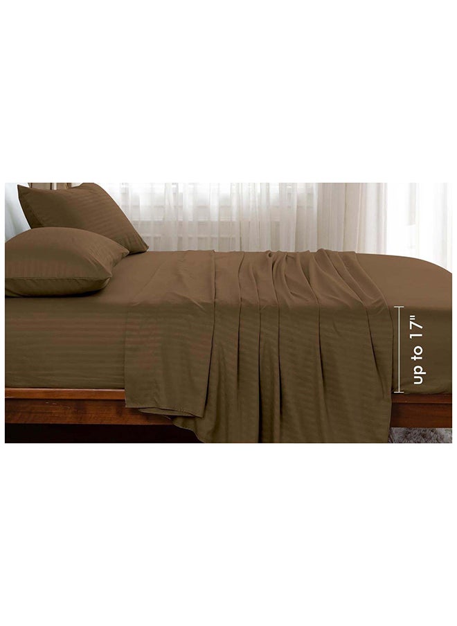 Hotel Collection HOTEL COLLECTION Stripe COFFEE BROWN Twin size Fitted Sheet 120x200 cm with 2 Pillow Cases  - Image 2