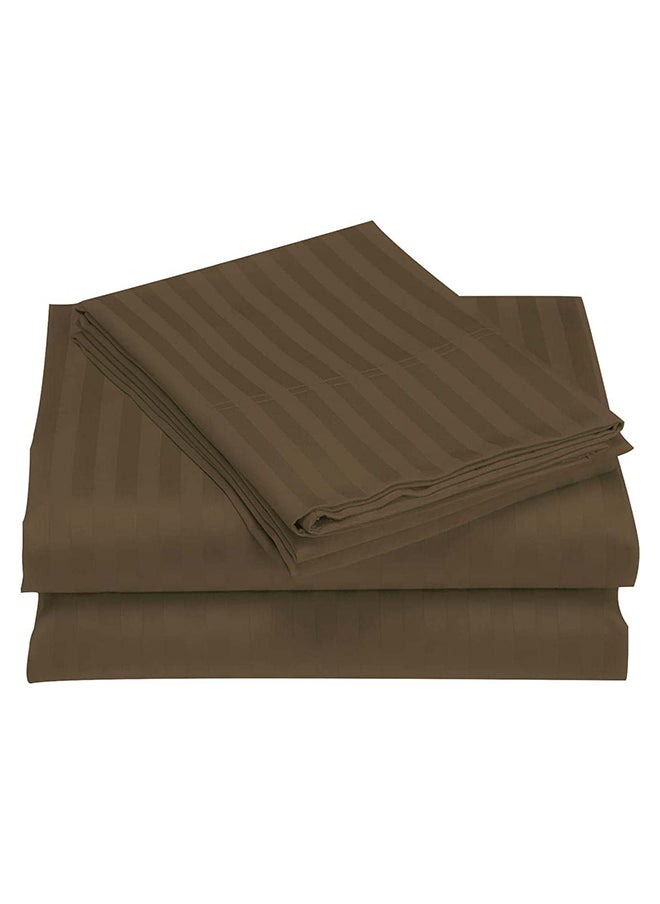 Hotel Collection HOTEL COLLECTION Stripe COFFEE BROWN Twin size Fitted Sheet 120x200 cm with 2 Pillow Cases  - Image 4