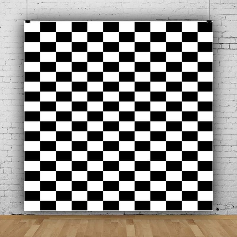 Laeacco 8X8FT Black and White Checkered Background Abstract Party Banner Home Decoration Photo Studio Prop - Image 2