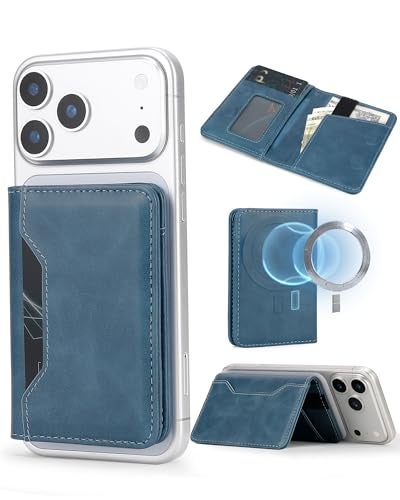 ASAPDOS For MagSafe Wallet,Magnetic Card Holder RFID Blocking Wallet with 5 Card Slots & Cash Pocket For iPhone 17/16/ 15/14/ 13/12/ Pro/Max/Plus/Air Blue - Image 1