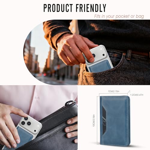 ASAPDOS For MagSafe Wallet,Magnetic Card Holder RFID Blocking Wallet with 5 Card Slots & Cash Pocket For iPhone 17/16/ 15/14/ 13/12/ Pro/Max/Plus/Air Blue - Image 5