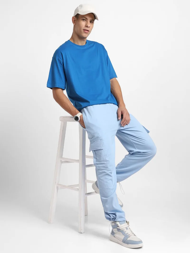 نوبيرو Men's Light Blue Cargo Joggers