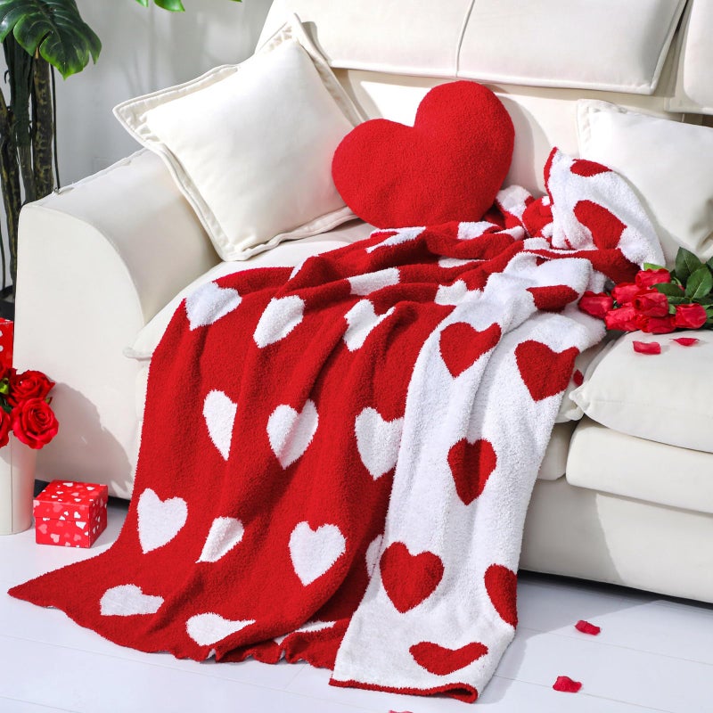 FuWeave Valentine's Day Throw Blankets Pillow Gifts Set Valentines Gift Include Double Sided Flannel Blanket 50 x 60 Inch and Plush Throw Pillows Cushion for Couch Sofa Bed Decorations - Image 2