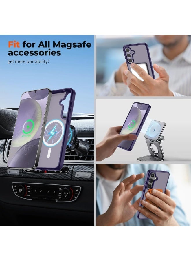 Magnetic for Samsung Galaxy S25 Case Matte Purple, S25 Phone Case Compatible with MagSafe Frosted Translucent Shockproof Anti-Scratch Slim Fit Case Military Grade Protection (Matte Purple) - Image 3