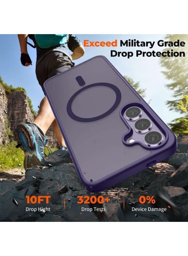 Magnetic for Samsung Galaxy S25 Case Matte Purple, S25 Phone Case Compatible with MagSafe Frosted Translucent Shockproof Anti-Scratch Slim Fit Case Military Grade Protection (Matte Purple) - Image 4