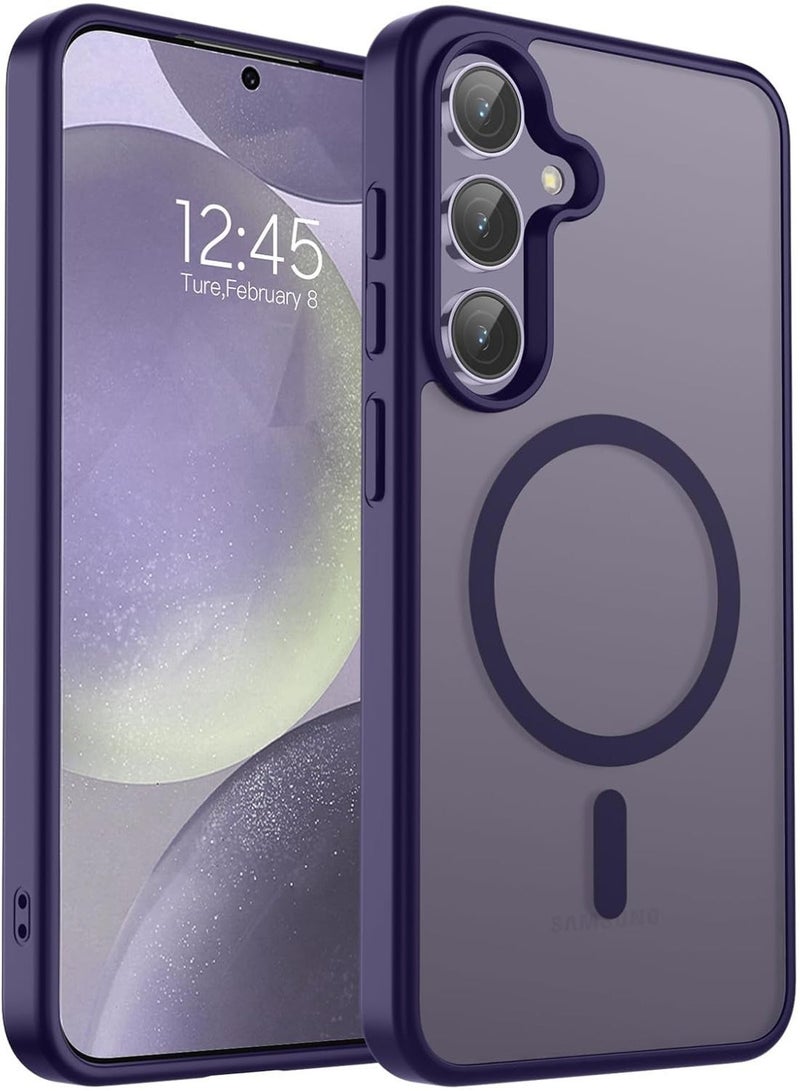 Magnetic for Samsung Galaxy S25 Case Matte Purple, S25 Phone Case Compatible with MagSafe Frosted Translucent Shockproof Anti-Scratch Slim Fit Case Military Grade Protection (Matte Purple) - Image 1