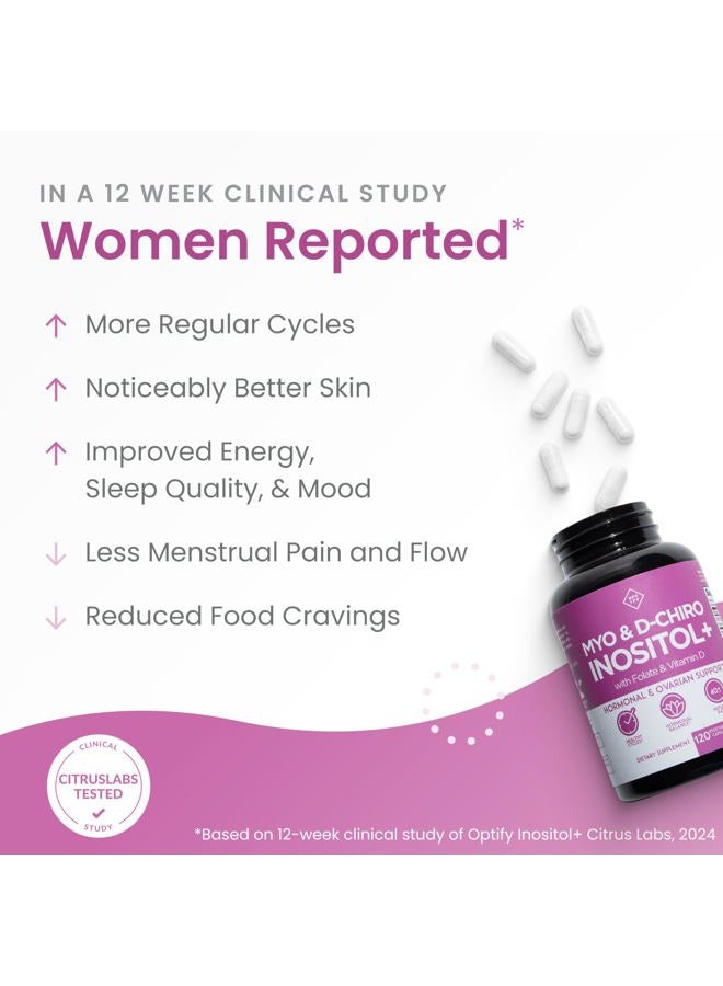 Optify Premium Inositol Supplement - Myo-Inositol and D-Chiro Inositol Plus Folate and Vitamin D - Ideal 40:1 Ratio - Healthy Hormone Balance & Healthy Ovarian Support for Women - Vitamin B8-30 Day Supply - Image 3