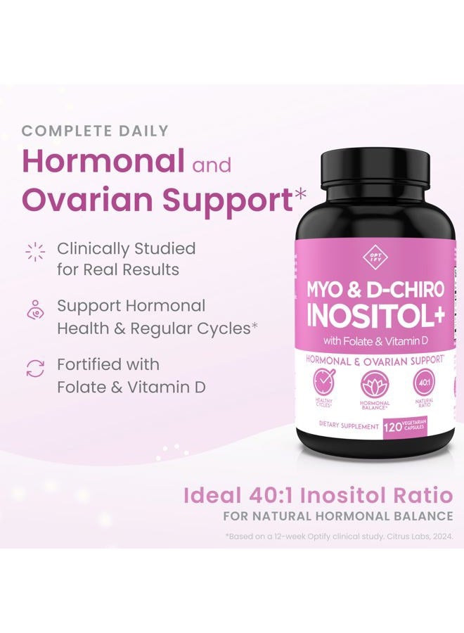 Optify Premium Inositol Supplement - Myo-Inositol and D-Chiro Inositol Plus Folate and Vitamin D - Ideal 40:1 Ratio - Healthy Hormone Balance & Healthy Ovarian Support for Women - Vitamin B8-30 Day Supply - Image 2