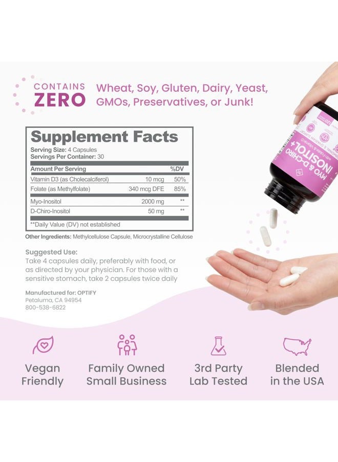 Optify Premium Inositol Supplement - Myo-Inositol and D-Chiro Inositol Plus Folate and Vitamin D - Ideal 40:1 Ratio - Healthy Hormone Balance & Healthy Ovarian Support for Women - Vitamin B8-30 Day Supply - Image 5