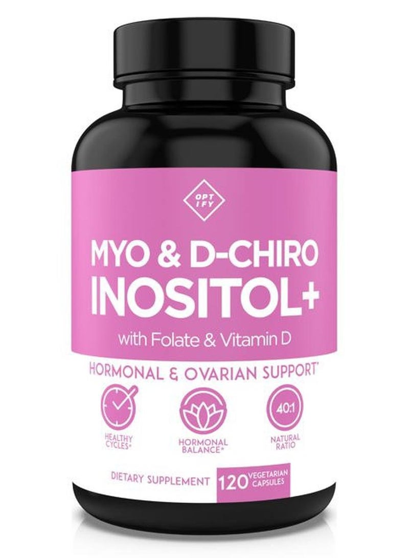 Optify Premium Inositol Supplement - Myo-Inositol and D-Chiro Inositol Plus Folate and Vitamin D - Ideal 40:1 Ratio - Healthy Hormone Balance & Healthy Ovarian Support for Women - Vitamin B8-30 Day Supply - Image 1