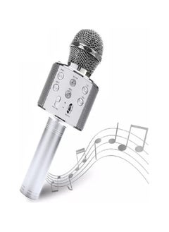 Generic Multifunctional Portable Wireless Singing Microphone with Speaker Bluetooth Microphone for All Smartphones (Silver)  - Image 1