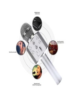 Generic Multifunctional Portable Wireless Singing Microphone with Speaker Bluetooth Microphone for All Smartphones (Silver)  - Image 4