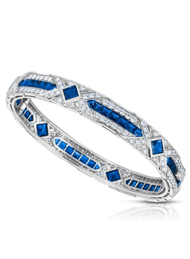 غَيْرُ مَألُوف 1001 ليلة - سوار آرت ديكو بحجر السبينل الكوبالت الأزرق - Image 1