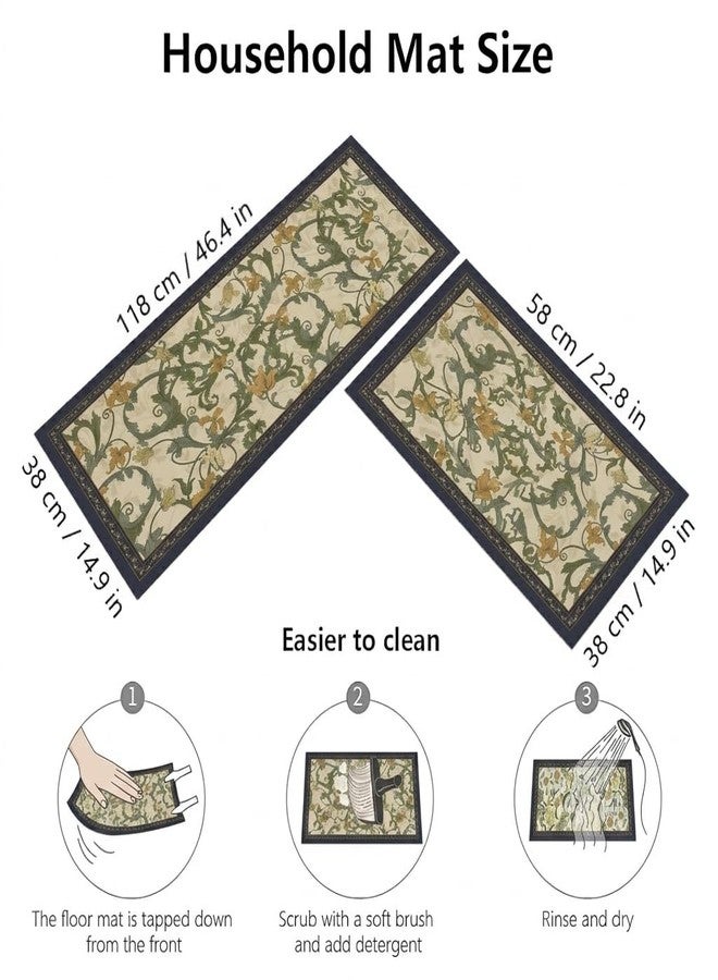 Roslen Kitchen Mats for Floor Anti Slip, Waterproof Memory Foam Kitchen Rugs, Soft Cushioned Anti-Fatigue Standing Mat with Floral Design, Comfort Runner Rug Carpets for Kitchen, Sink Laundry & Home - Image 2