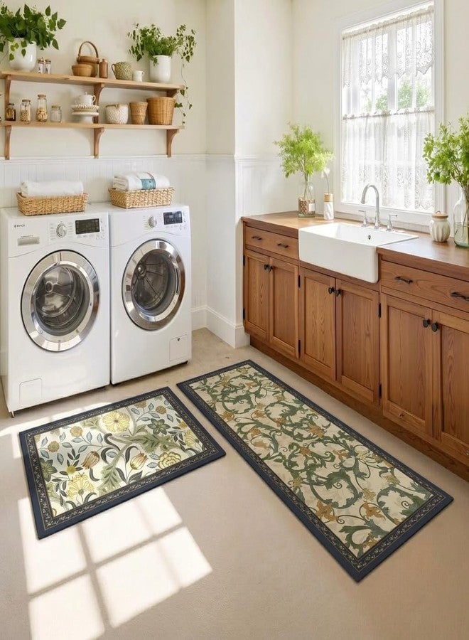 Roslen Kitchen Mats for Floor Anti Slip, Waterproof Memory Foam Kitchen Rugs, Soft Cushioned Anti-Fatigue Standing Mat with Floral Design, Comfort Runner Rug Carpets for Kitchen, Sink Laundry & Home - Image 3