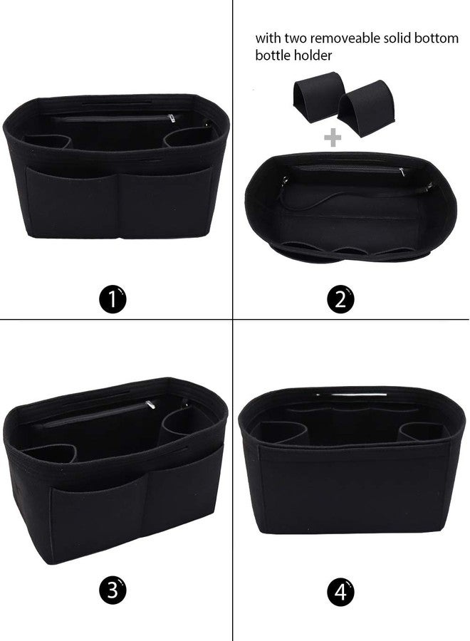 LEXSION Felt Purse Organizer Insert Bag In Bag with Two Removeable Holder 8020 Black L - Image 2