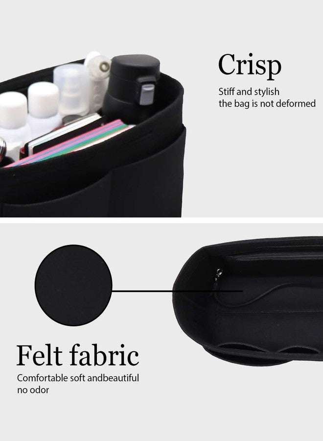 LEXSION Felt Purse Organizer Insert Bag In Bag with Two Removeable Holder 8020 Black L - Image 4