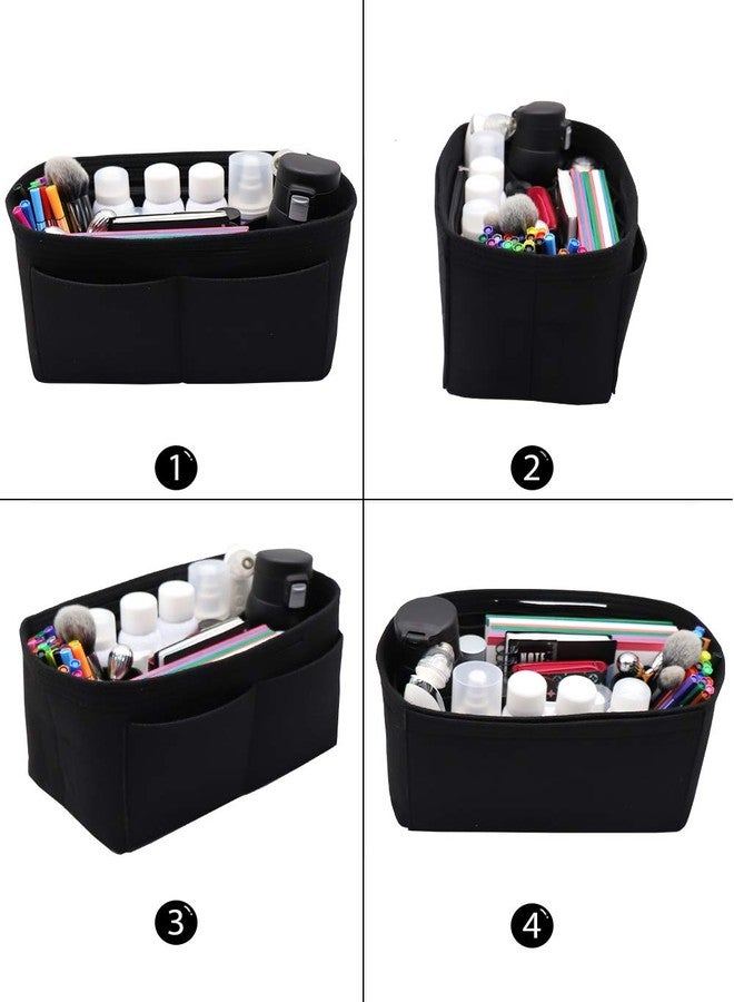 LEXSION Felt Purse Organizer Insert Bag In Bag with Two Removeable Holder 8020 Black L - Image 3