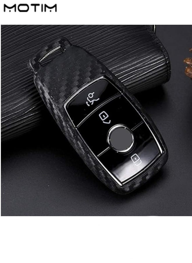 Motim Carbon Fiber Key Fob Cover for Mercedes Benz A-Class, B-Class, C-Class, E-Class, S-Class, G-Class, M-Class, V-Class, CLA, CLS, GLA, GLC,GLE, GLK, GL/GLS, SL, SLK/SLC , Viano, Metris, Car Key Protector, Replacement Keyless Entry Key Fob Cover Case with Keychain  - Image 4