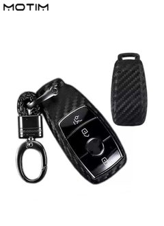 Motim Carbon Fiber Key Fob Cover for Mercedes Benz A-Class, B-Class, C-Class, E-Class, S-Class, G-Class, M-Class, V-Class, CLA, CLS, GLA, GLC,GLE, GLK, GL/GLS, SL, SLK/SLC , Viano, Metris, Car Key Protector, Replacement Keyless Entry Key Fob Cover Case with Keychain  - Image 1