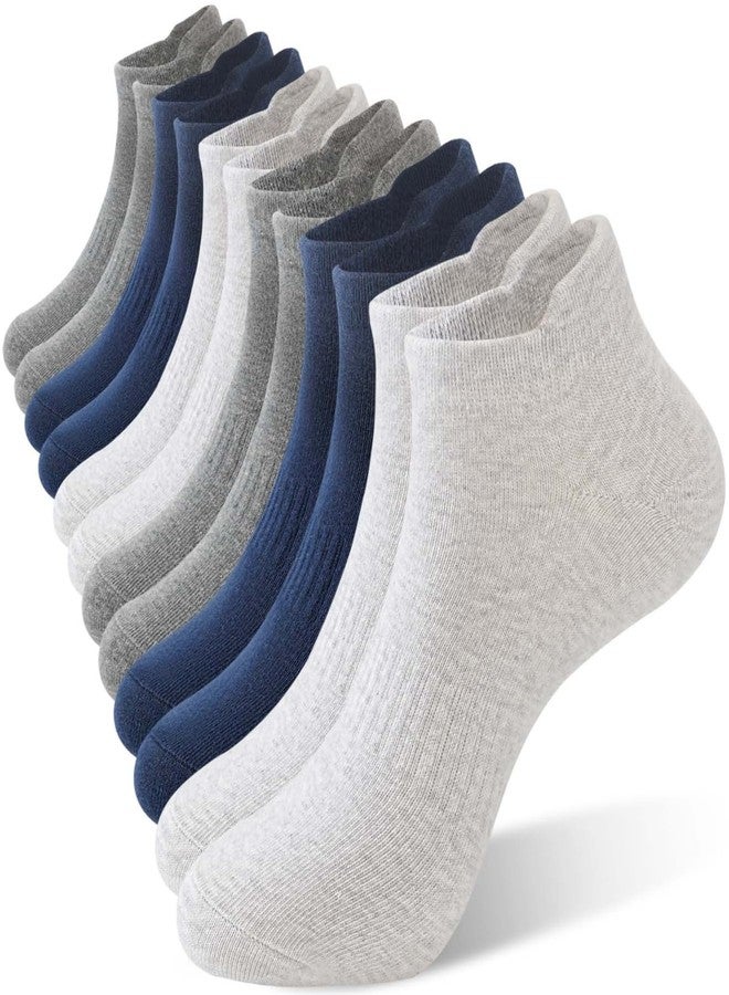Irisbear Mens Cotton Ankle Socks Athletic Low Cut Running Socks Navy/Dark Gray/Light Gray - Image 1
