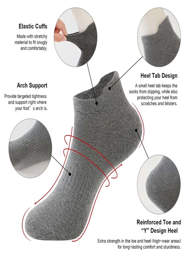Irisbear Mens Cotton Ankle Socks Athletic Low Cut Running Socks Navy/Dark Gray/Light Gray - Image 2