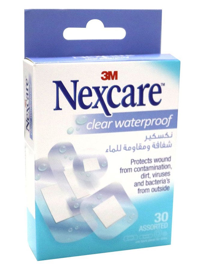 3M Clear Waterproof Assorted Bandages 30'S