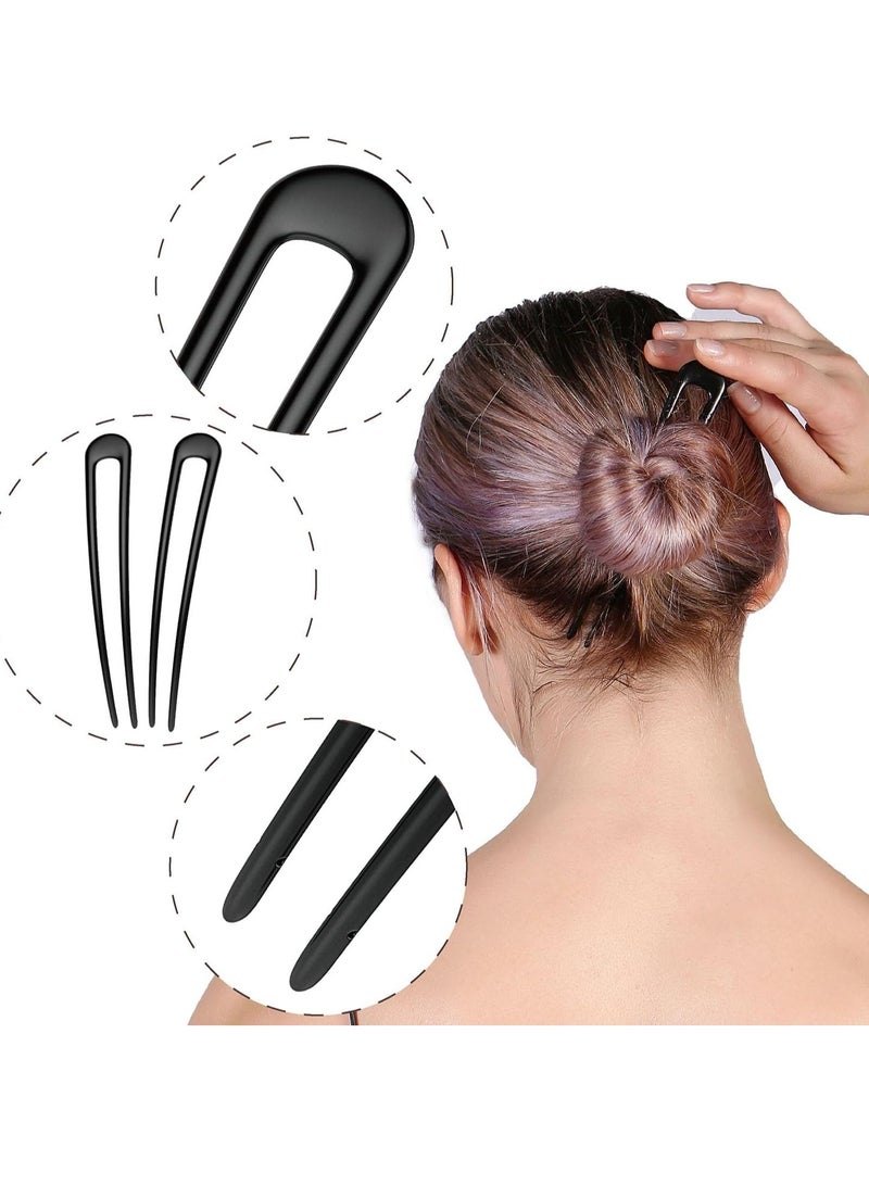 Oasisgalore 2 Pcs Black Metal U-Shaped Hair Forks, Extra Long 2-Prong Chignon Sticks for Women - Image 4