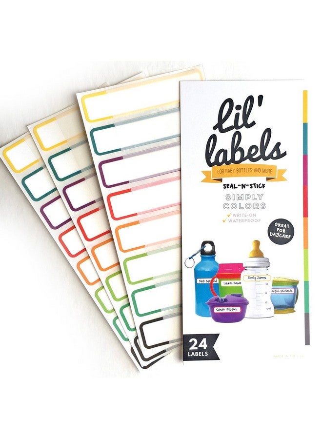 Lil' Labels Bottle Labels, Food Pantry Label, Write-On, Self-Laminating, Waterproof Kids Name Labels for Baby Bottles for Daycare School, Dishwasher, Freezer, Kitchen Safe (Simply Colors - Rainbow Inspired)) - Image 2