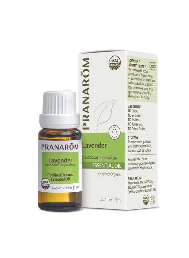 PRANAROM USDA Certified Organic Lavender Essential Oil (15ml), 100% Pure Undiluted Therapeutic Grade from French Alps for Aromatherapy, Diffuser, Healthy Skin & Hair, Massage, Relaxation - Image 1