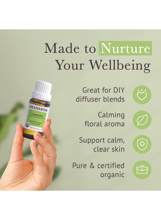 PRANAROM USDA Certified Organic Lavender Essential Oil (15ml), 100% Pure Undiluted Therapeutic Grade from French Alps for Aromatherapy, Diffuser, Healthy Skin & Hair, Massage, Relaxation - Image 5