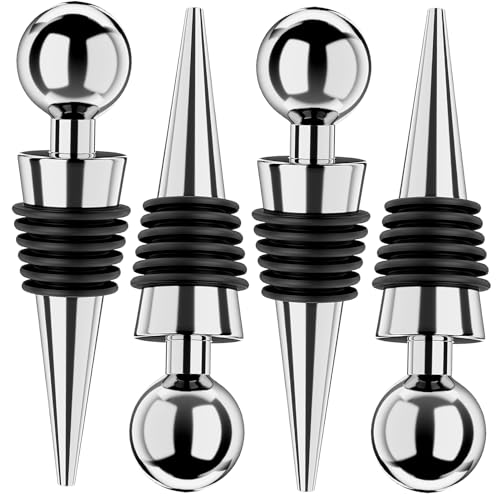 ERZA Wine and Beverage Bottle Stoppers with Grip Top, Wine Saver, Reusable Corks, Silicone Vacuum Wine Stopper for Bar, Keep Wine Fresh Suitable for Standard Bottle Holiday Party, Pack of 4 - Image 1