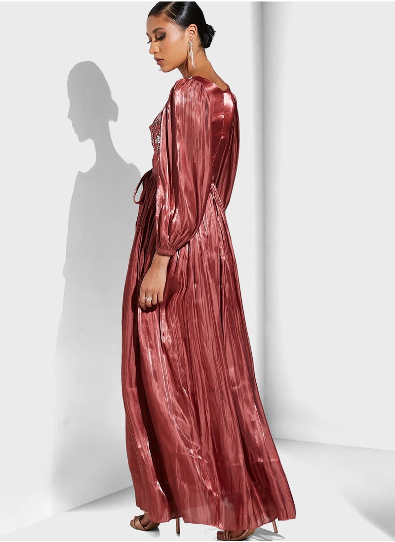 Amri Puff Sleeve Embellished Dress  - Image 2